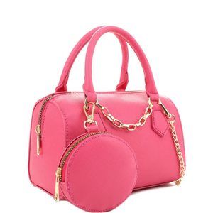 Cute Classy Vegan Textured Barrel Top Handle Crossbody Crossbody Satchel